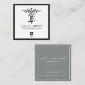 歯科|ミニマリストブラック|グレ縁どー スクエア名刺 (正面/裏面)