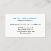 歯科、歯のロゴ付き歯科用ブルー名刺 名刺 (裏面)