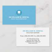 歯科、歯のロゴ付き歯科用ブルー名刺 名刺 (正面/裏面)