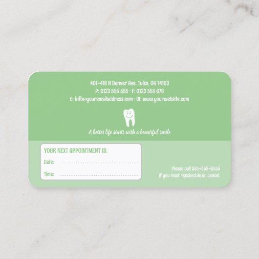 歯科 |歯医者 予約カード (裏面)