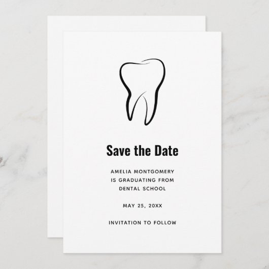 歯科 歯 医学生向け卒業図案 セーブザデート (正面/裏面)