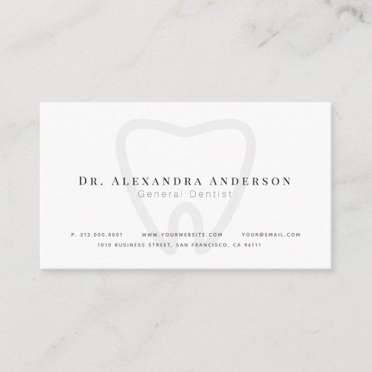 歯科 現代の白い予約カード 名刺 (正面)