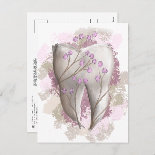 歯絵画の。歯医者、歯科、歯科。プレゼント. シーズンポストカード (正面/裏面)