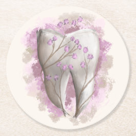 歯絵画の。歯科医師、歯科助手テンプレート ラウンドペーパーコースター