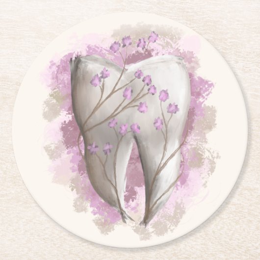 歯絵画の。歯科医師、歯科助手テンプレート ラウンドペーパーコースター (正面)