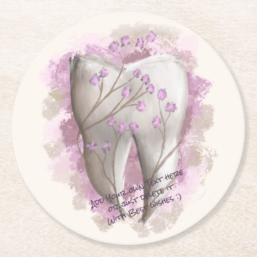 歯絵画の。歯科医師、歯科助手テンプレート ラウンドペーパーコースター (正面)