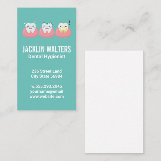 歯茎の歯 | かわいいイラスト | 歯科 名刺 (正面/裏面)
