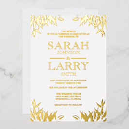 歯茎エレガント結婚伝統的金ゴールド 箔招待状