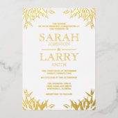 歯茎エレガント結婚伝統的金ゴールド 箔招待状 (正面)
