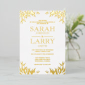 歯茎エレガント結婚伝統的金ゴールド 箔招待状 (立ち正面)