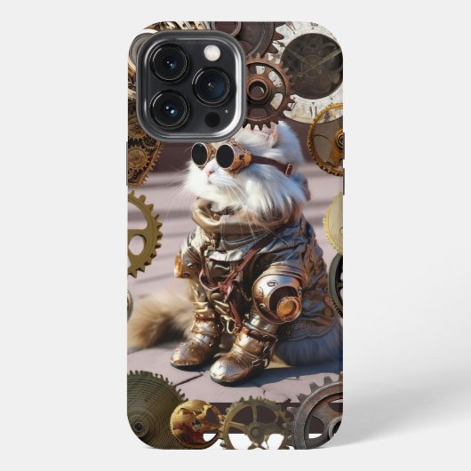 歯車のスチームパンク猫 iPhone / iPad カバー (裏面)
