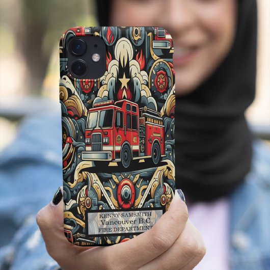歯車の世界の消防車 iPhoneケース