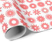 歯車 - 白地にトロピカルピンク ラッピングペーパー (ロールコーナー)