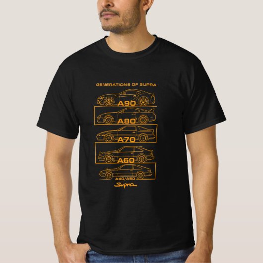 歴代スープラのシルエットオリジナルデザイン Tシャツ (正面)