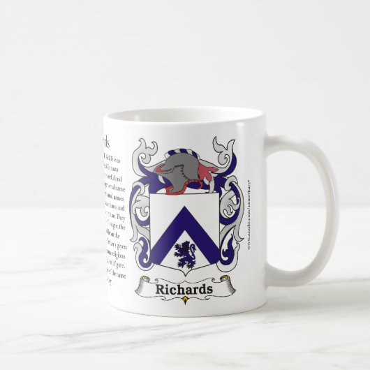歴史および私を含むRichardsの家紋 コーヒーマグカップ (右)