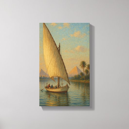 歴史へのセーリングThe Nile and Pyramids at Dusk キャンバスプリント (正面)