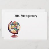 歴史または地理先生謝礼ギフト 便箋 (正面/裏面)