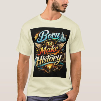 歴史を作るために生まれた モチベーショナル・タイポグラフィ Tシャツ
