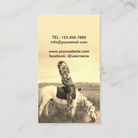 歴史インディアンアメリカ主席セピア 名刺 (裏面)