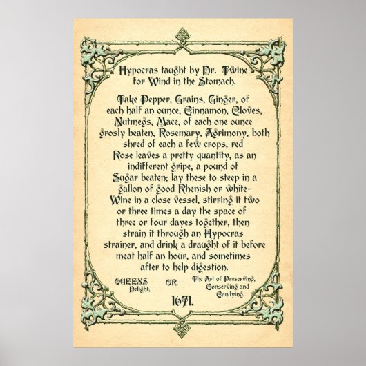 歴史レシピ風の吹き物ポスター ポスター (正面)