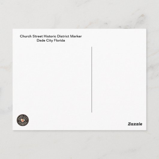 歴史地区マーカダーデシティフロリダ ポストカード (裏面)
