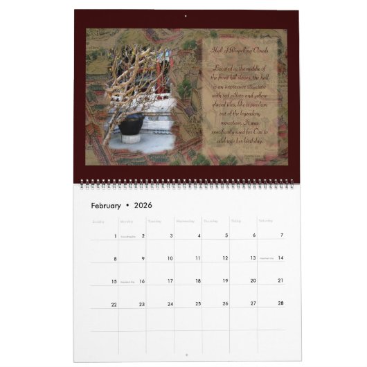 歴史夏の宮殿暦 カレンダー (2月 2026)