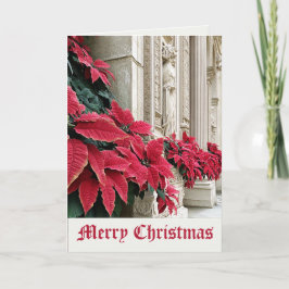 歴史大聖堂のクリスマスポインセティアス カード