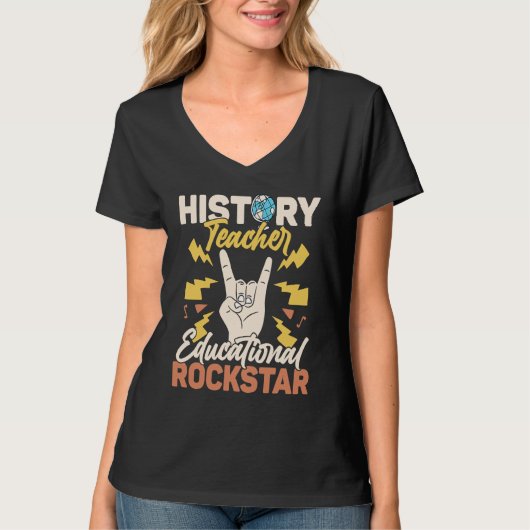 歴史教師 教育ロックスタ 教育プロ Tシャツ (正面)