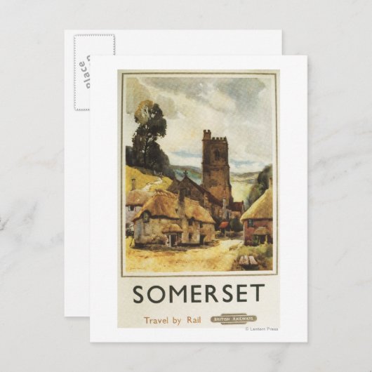 歴史村の風景イギリス鉄道ポスター ポストカード (正面/裏面)