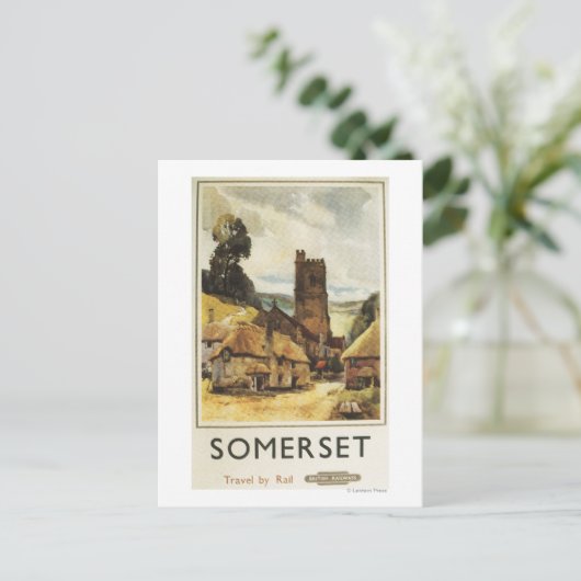 歴史村の風景イギリス鉄道ポスター ポストカード (スタンド正面)