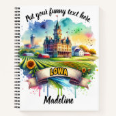 歴史的なアイオワ建物のカラフル分野 ノートブック (正面)