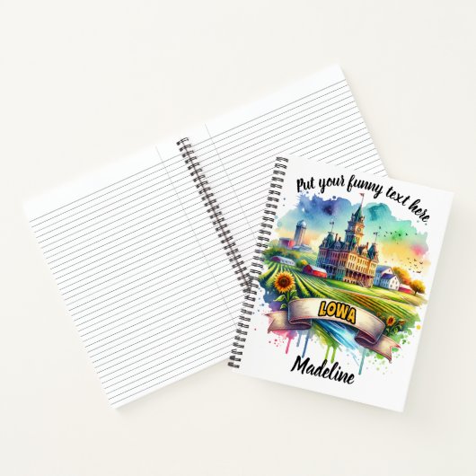 歴史的なアイオワ建物のカラフル分野 ノートブック (内部)