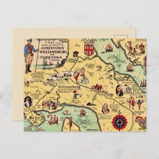 歴史的なウィリアムズバーグの地図 ポストカード (正面/裏面)
