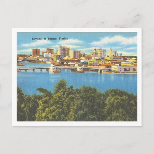 歴史的なタンパフロリダスカイラインヴィンテージ1940s ポストカード (正面)