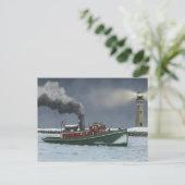 歴史的なバッファロータグボートとライトハウスポストカード ポストカード (スタンド正面)