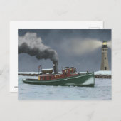 歴史的なバッファロータグボートとライトハウスポストカード ポストカード (正面/裏面)