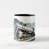 歴史的なブルー蒸気機関車 ツートーンマグカップ (中央)