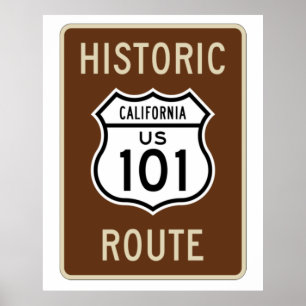 歴史的なルート米国ルート101 (カリフォルニア)標識 ポスター
