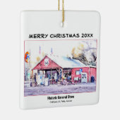 歴史的なルート66のアリゾナの雑貨店の水彩画 セラミックオーナメント (右)