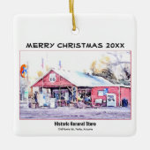 歴史的なルート66のアリゾナの雑貨店の水彩画 セラミックオーナメント (正面)