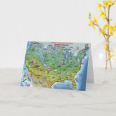 歴史的なルート66の漫画の地図 カード (黄色い花)