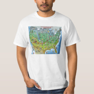 歴史的なルート66の漫画の地図 Tシャツ