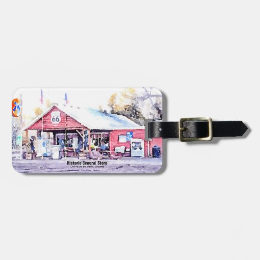 歴史的なルート66アリゾナ一般店水彩色 ラゲッジタグ (正面横)