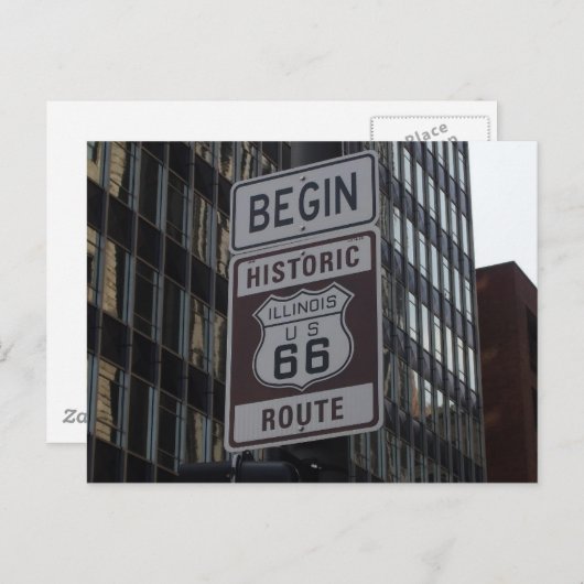歴史的なルート66シカゴ標識旅行はがき ポストカード (正面/裏面)