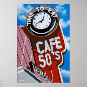 歴史的なルート66ポスターのカフェの50年代のダイナー ポスター