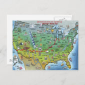 歴史的なルート66マンガマップ ポストカード (正面/裏面)