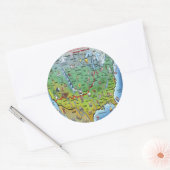 歴史的なルート66マンガマップ ラウンドシール (封筒)