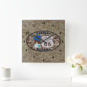 歴史的なルート66 ~アリゾナ州オートマン スクエア壁時計 (ホーム)