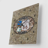 歴史的なルート66 ~アリゾナ州オートマン スクエア壁時計 (傾斜)