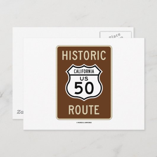 歴史的なルートUSハイウェイ50 (カリフォルニア) ポストカード (正面/裏面)